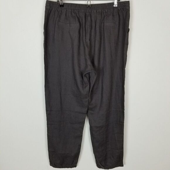 Ximo Women 100% Linen Pull On Pants Size XL Dark Gray Drawstring Waist - Picture 2 of 9